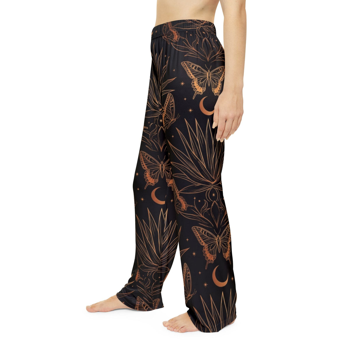 Womens Pajama Pants — Moonlit Moth & Botanicals Lounge Pants - Dark Sky Outpost
